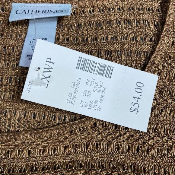 Catherines Womens Top 2X Plus Brown Loose Knit Plus Petite NEW - Picture 4 of 7